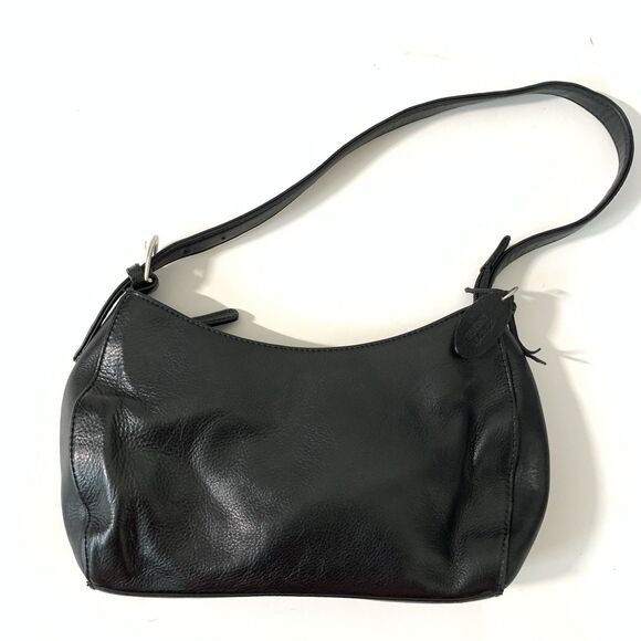 Rolfs Handbags - Vtg Rolfs Shoulder Bag Black Leather Purse Zipper Y2K Clean New Money Quiet Lux